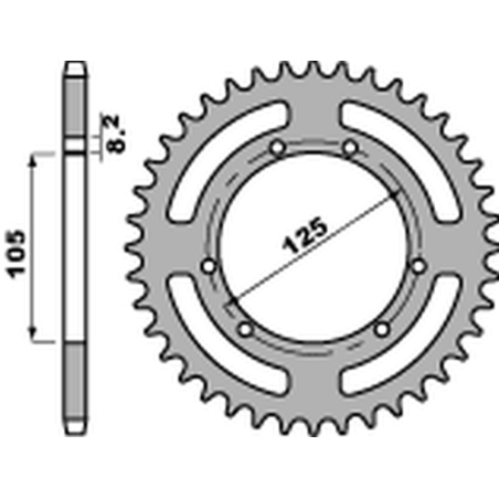 PBR rear sprocket 4402 46 F APRILIA RX 50 '09-'16, DERBI SENDA 50 '00-'06 (JTR1131.46) (pitch 420) (STD.-7)