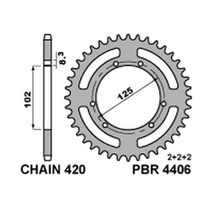 PBR rear sprocket 4406 53 F DERBI SENDA 50R/SM 00-12 (pitch 420) (JTR1132.53)
