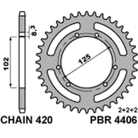 PBR rear sprocket 4406 53 F DERBI SENDA 50R/SM 00-12 (pitch 420) (JTR1132.53)
