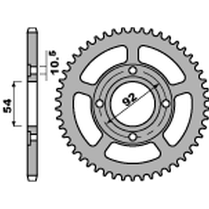 PBR rear sprocket 4432 45 F YAMAHA TZR 50 RR / X-POWER '03-'09 (JTR1078.45) (pitch 420) (STD.-2)