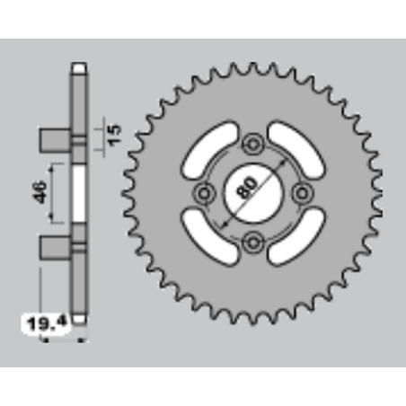 CHT rear sprocket 319 48 MALAGUTI 50 ENDURO 86-91 (319-48)