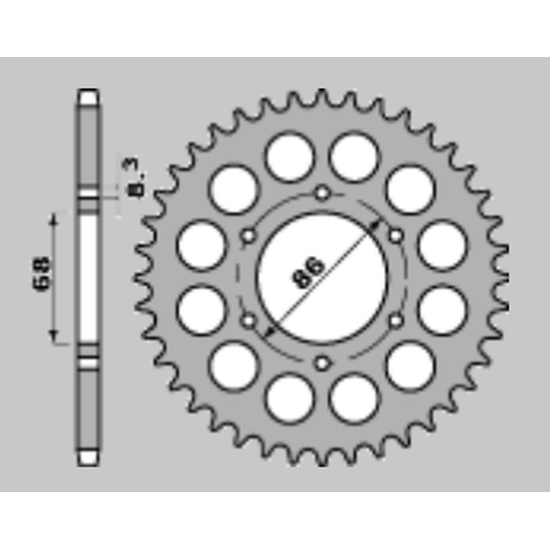 JR rear sprocket 468 42 KAWASAKI AR 125 '82-'93, EL 125 ELIMINATOR '99-'06