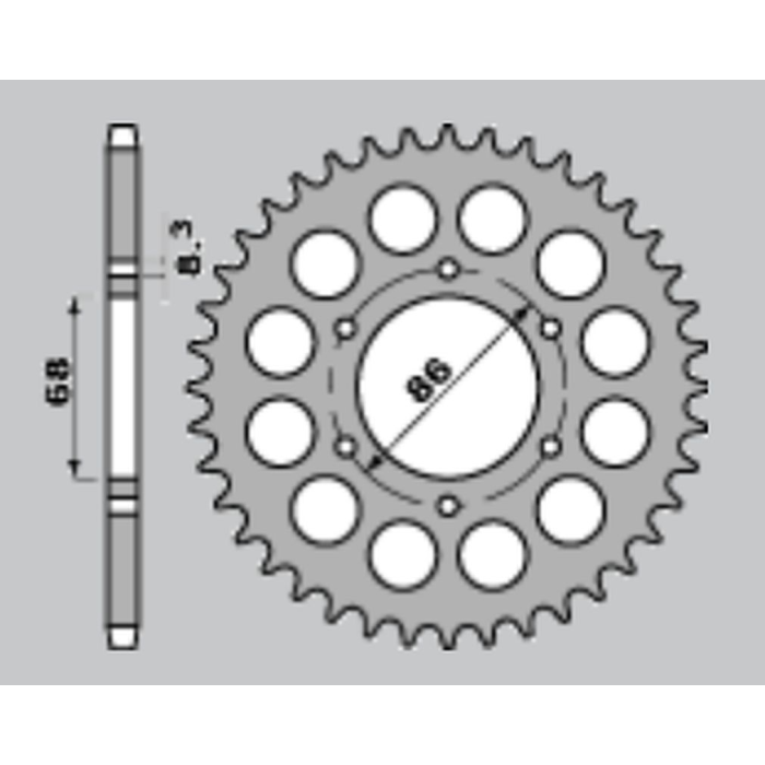 JR galinė žvaigždė 468 42 KAWASAKI AR 125 '82-'93, EL 125 ELIMINATOR '99-'06