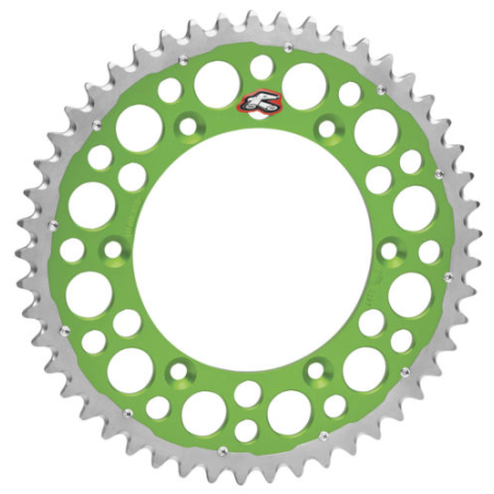RENTHAL galinė žvaigždė TWINRING 489 50 (plieninė-aliumininė) spalva žalia KAWASAKI KX/KXF (JTR460,50) (48950)
