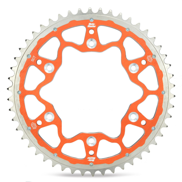 MOTO-MASTER galinė žvaigždė DUAL RING (plieninė-aliumininė) 899 48 (89948) spalva oranžinė KTM/ HUSQVARNA/ HUSABERG (JTA897.48)