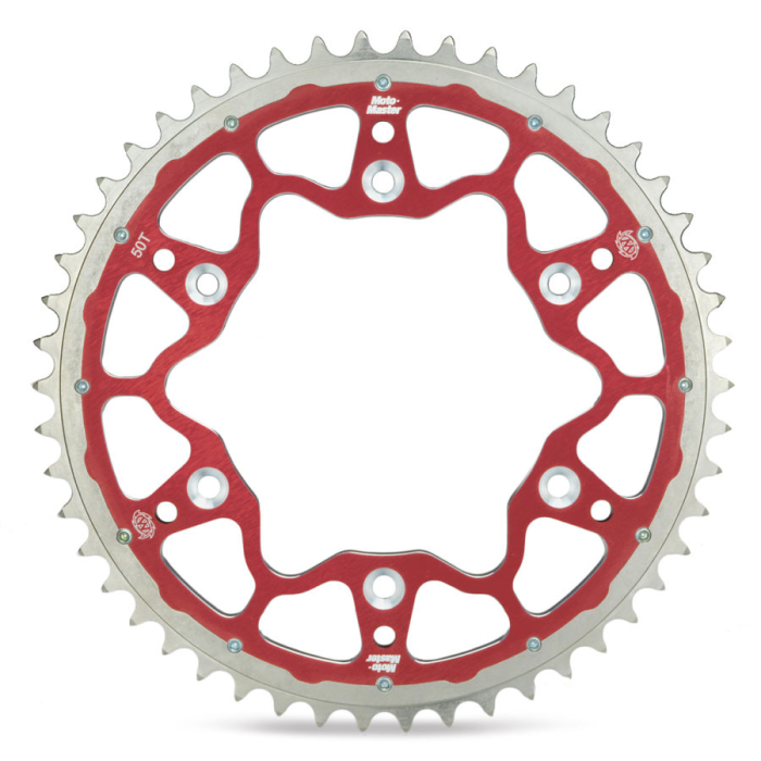 MOTO-MASTER galinė žvaigždė DUAL RING (plieninė-aliumininė) 289 52 (28952) spalva raudona HONDA CR/CRF '83-'20, BETA RR '13-'20,