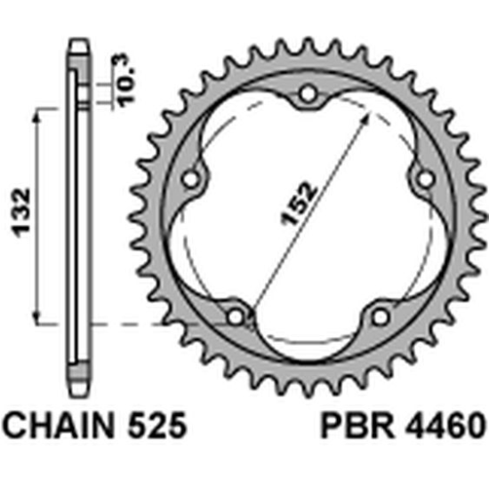 PBR rear sprocket 4460 43 ( HARDENED STEEL ) MV AUGUSTA 800/910/920/989/990/1000 04-16 (pitch 525)
