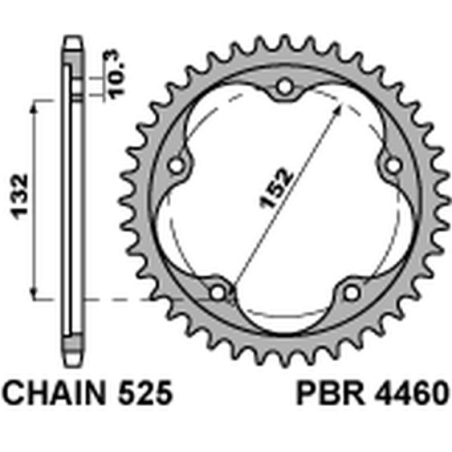 PBR rear sprocket 4460 43 ( HARDENED STEEL ) MV AUGUSTA 800/910/920/989/990/1000 04-16 (pitch 525)