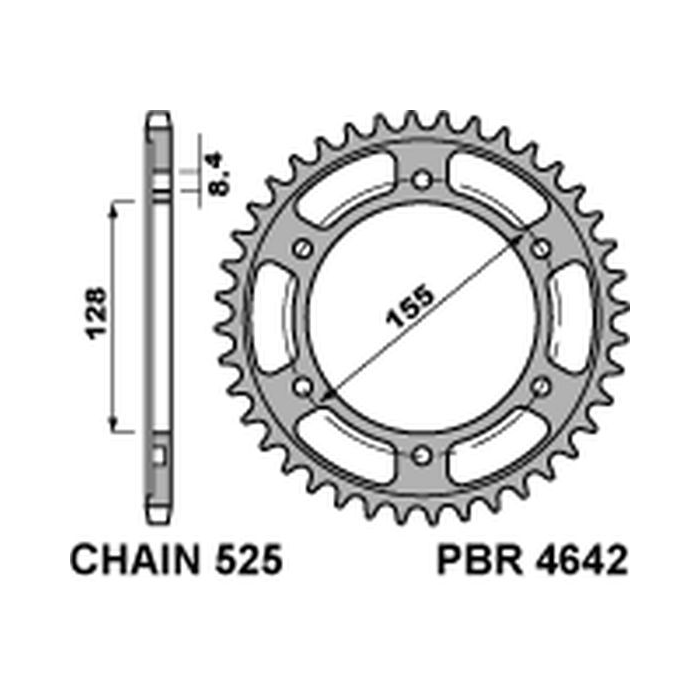 PBR rear sprocket 4642 38 C45 KTM 1290 SUPERDUKE (13-15) (pitch 525)