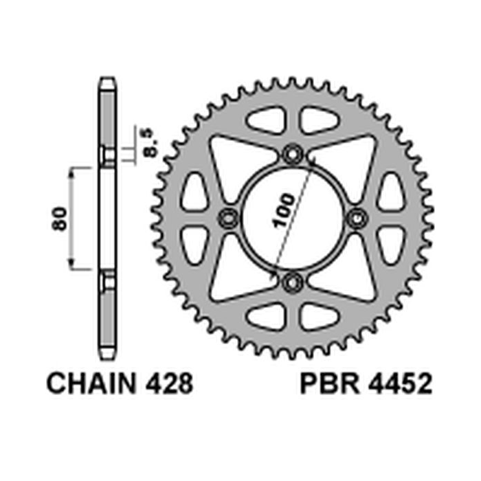 PBR rear sprocket 4452 55 BETA 125 REV3 TRIAL (03-05)
