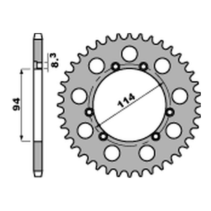 PBR rear sprocket 326 40 aluminum MONTESA 310/314/315 COTA (94-00) (pitch 520)