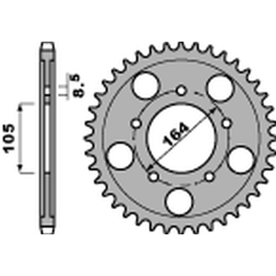 PBR rear sprocket 4557 46 C45 GILERA GP 800 '09-'19, APRILIA SRV 850 '12 (pitch 525) (STD.-1)