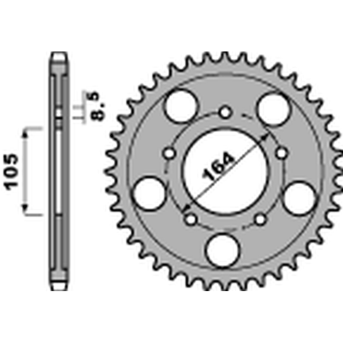 PBR rear sprocket 4557 46 C45 GILERA GP 800 '09-'19, APRILIA SRV 850 '12 (pitch 525) (STD.-1)