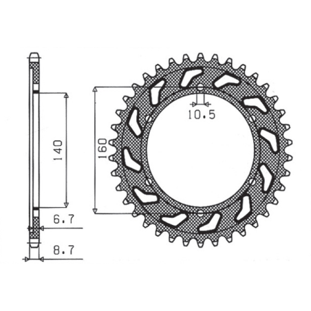 SUNSTAR galinė žvaigždė 502 44 KAWASAKI GPX 750R, GPZ 750/900/1100, ZRX/ZZR 1100 (JTR502.44) (žingsnis 530) (50244JT)