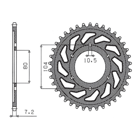 SUNSTAR galinė žvaigždė 4359 43 KAWASAKI ZX750R, NINJA, KLZ VERSYS (12-) (JTR1489.43) (žingsnis 525) (435943JT)
