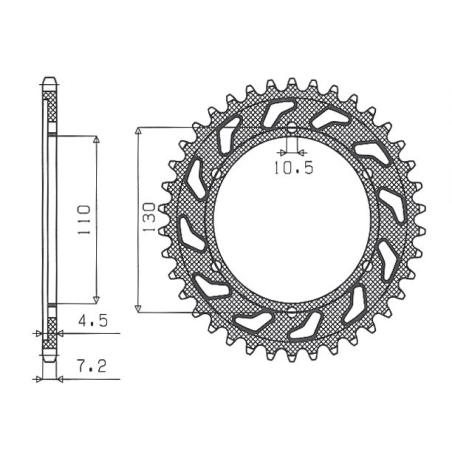 SUNSTAR rear sprocket 4385 43 SUZUKI GSXR 600 '11-'15, YAMAHA MT-07 '14-'16 (JTR1876.43) (pitch 525) (438543JT)