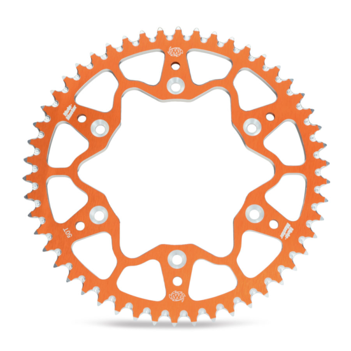 MOTO-MASTER galinė žvaigždė aliumininė T7075 4552 50 spalva oranžinė KTM SX 65 '98-'18, HUSQVARNA TC 65 '17-'18 (žingsnis 420)