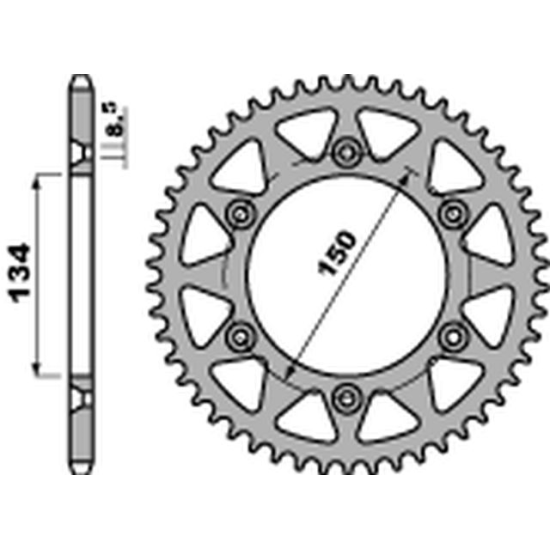 PBR rear sprocket 489 47 C45 KAWASAKI KX/ KXF (pitch 520)