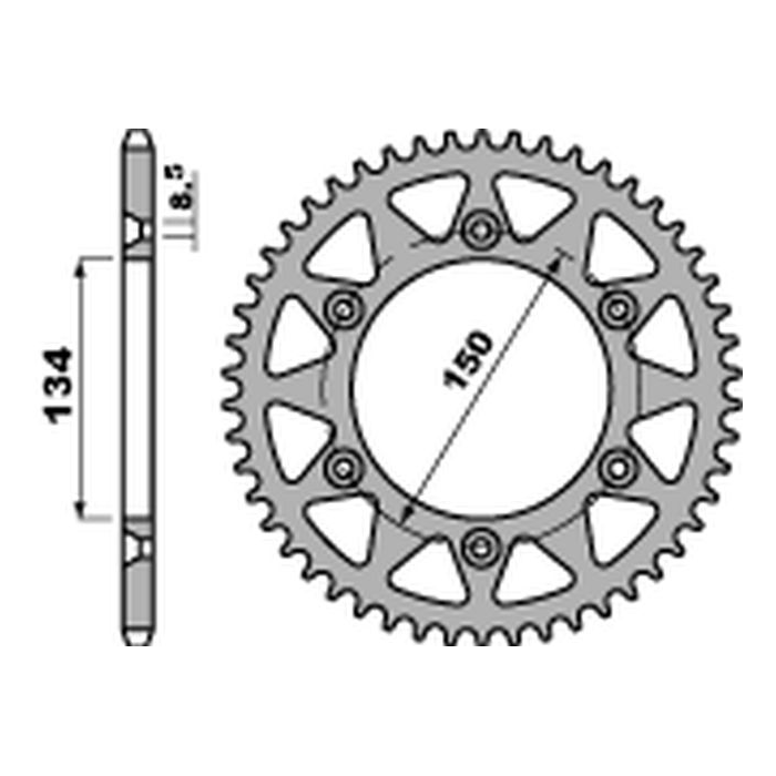 PBR rear sprocket 489 47 C45 KAWASAKI KX/ KXF (pitch 520)