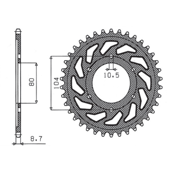 SUNSTAR rear sprocket 488 44 KAWASAKI ZX9R (94-97), ZZR1200 (02-05) (JTR488.44) (pitch 530) (48844JT)