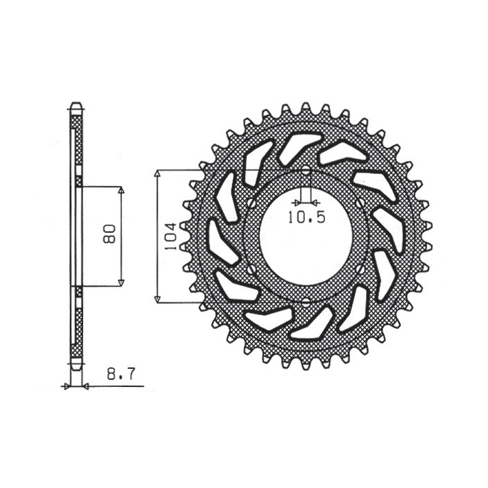 SUNSTAR rear sprocket 488 44 KAWASAKI ZX9R (94-97), ZZR1200 (02-05) (JTR488.44) (pitch 530) (48844JT)