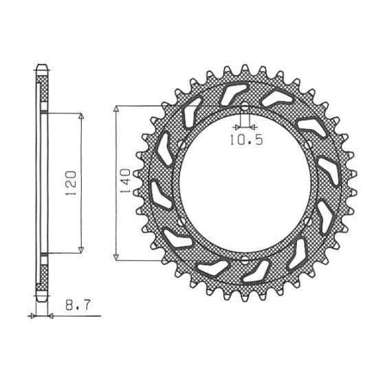 SUNSTAR rear sprocket 498 43 SUZUKI GSXR 750 SRAD (96-97) (JTR499.43) (pitch 530) (49843JT)