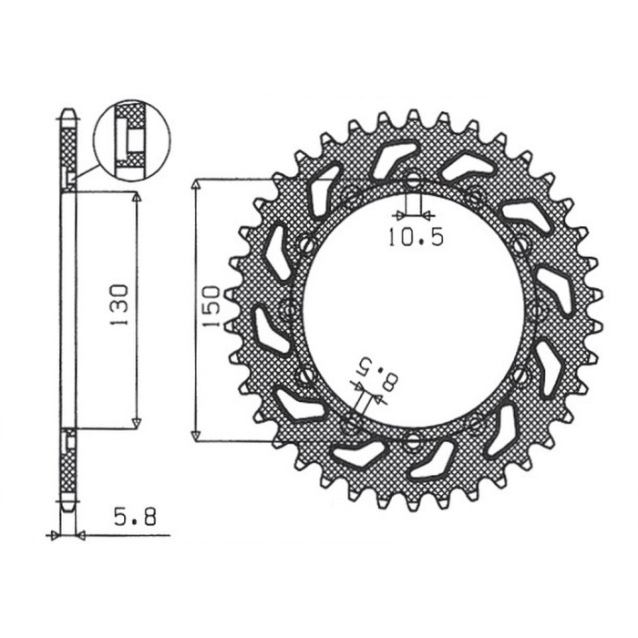 SUNSTAR rear sprocket 236 52 / 245 52 HONDA NX 650 95-01, YAMAHA XJ 6 09-15, YAMAHA WR 250R '08-'10, APRILIA RX SIX DAYS 125 '