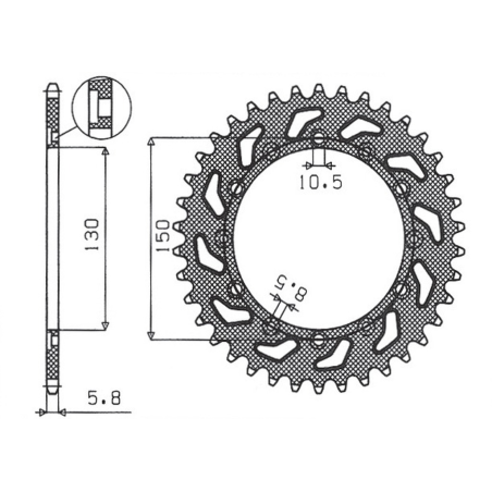 SUNSTAR rear sprocket 236 52 / 245 52 HONDA NX 650 95-01, YAMAHA XJ 6 09-15, YAMAHA WR 250R '08-'10, APRILIA RX SIX DAYS 125 '