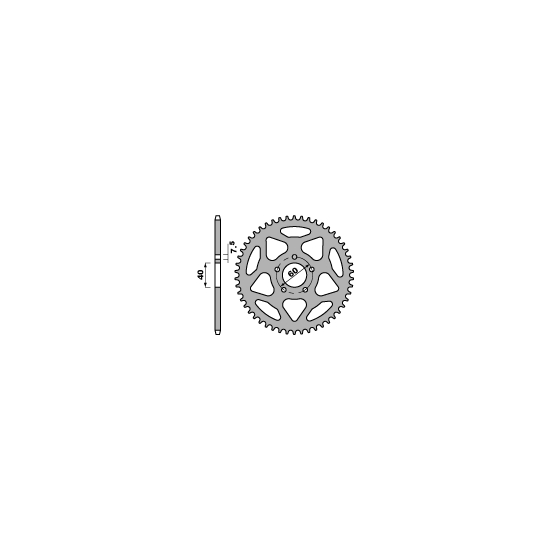 PBR rear sprocket 4421 53 aluminum BETAMOTOR 50/80 02-05 (TRIAL) (step 428)