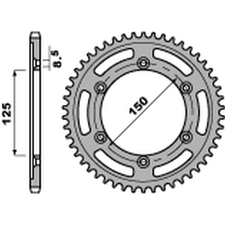 PBR galinė žvaigždė 4507 46 C45 KTM 690 ENDURO/SM '07-'18, 790 ADV '18-'20 (JTR897.46) (žingsnis 520)