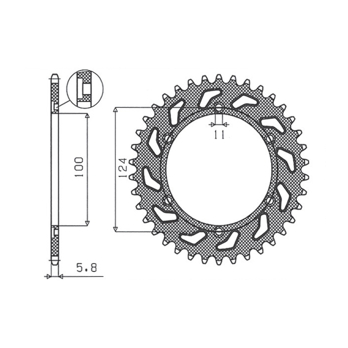SUNSTAR rear sprocket 1027 45 DUCATI MONSTER 696 '08-'13 (JTR735.45) (pitch 520) (102745JT)
