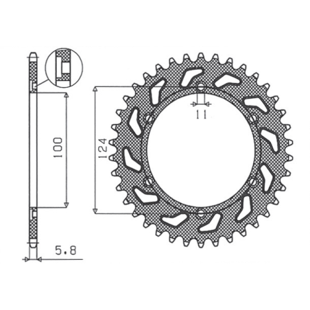 SUNSTAR galinė žvaigždė 1027 46 DUCATI MONSTER 600/620 '99-'04 (JTR735.46) (žingsnis 520) (102746JT)