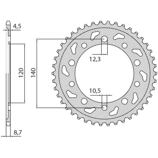 SUNSTAR rear sprocket 4409 40 SUZUKI SV 1000 '03-'07, GSXR 1000 '01-'06 (JTR1800.40) (pitch 530) (440940JT)