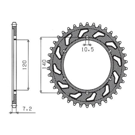 SUNSTAR galinė žvaigždė 5301 46 SUZUKI GSXR 600 (98-00) (JTR498.46) (žingsnis 525) (530146JT)