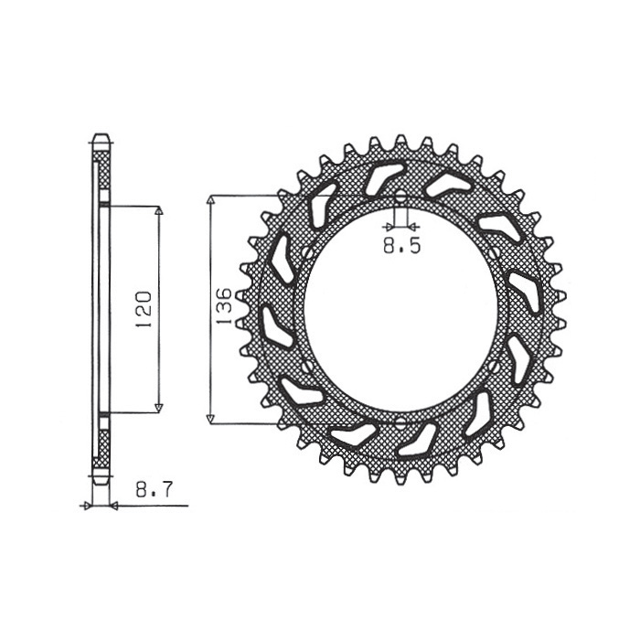 SUNSTAR rear sprocket 864 44 YAMAHA XJ 600 H,N 84-91, YX 600 RADIAN 86-87 (JTR862.44) (pitch 530) (86444JT)