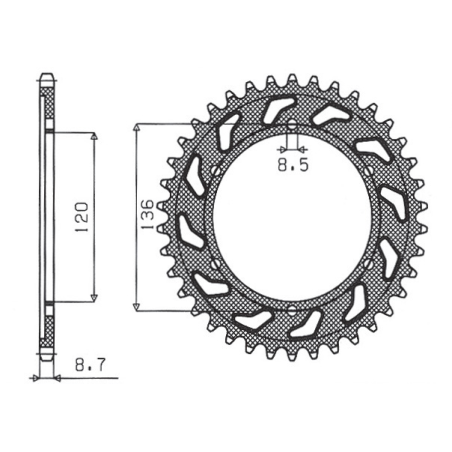 SUNSTAR rear sprocket 864 44 YAMAHA XJ 600 H,N 84-91, YX 600 RADIAN 86-87 (JTR862.44) (pitch 530) (86444JT)
