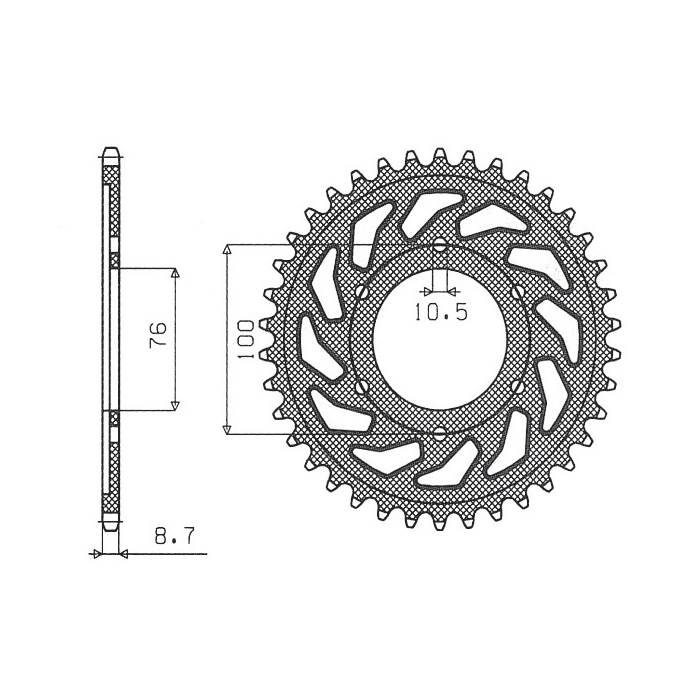 SUNSTAR rear sprocket 825 45 / 816 45 SUZUKI GSXR1100, GSXR750 (92-95) (JTR816.45) (pitch 530) (81645JT)