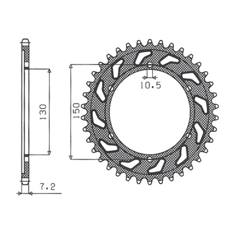 SUNSTAR galinė žvaigždė 300 44 YAMAHA TDM 900 '02-'13, HONDA XL 600V TRANSALP '91-'99 (JTR300.44) (žingsnis 525) (30044JT)