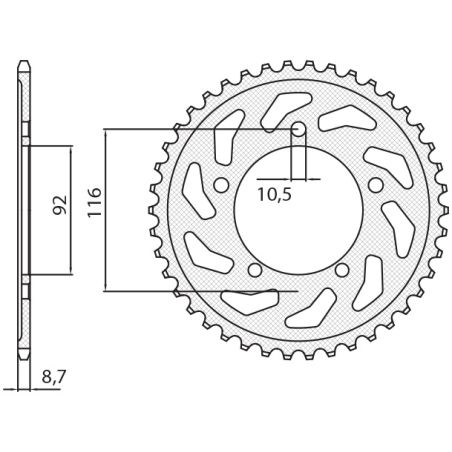 SUNSTAR galinė žvaigždė 4542 43 KAWASAKI ZZR 1400 '06-'18 (JTR1493.43) (žingsnis 530) (454243JT)