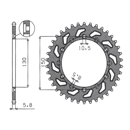 SUNSTAR galinė žvaigždė 236 46 / 245 46 HONDA NX 650 95-01, YAMAHA XJ 6 09-15, YAMAHA WR 250R '08-'10 (JTR245/2.46) (JTR245/3.46