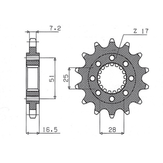 SUNSTAR front sprocket 2147 17 KTM 950/990/119x17) (pitch 525) (214717JT)