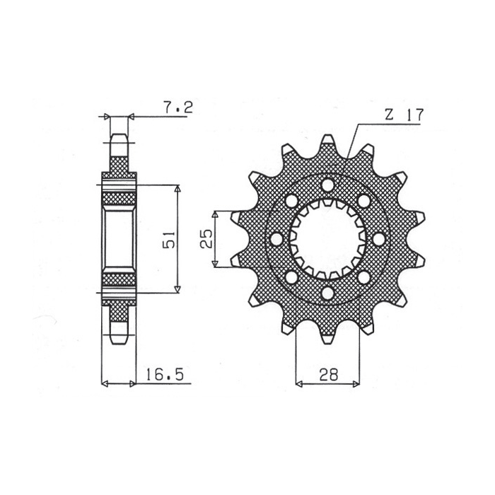 SUNSTAR front sprocket 2147 17 KTM 950/990/119x17) (pitch 525) (214717JT)