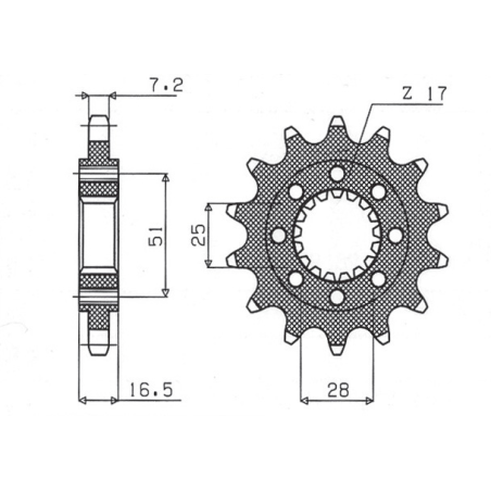 SUNSTAR front sprocket 2147 17 KTM 950/990/119x17) (pitch 525) (214717JT)