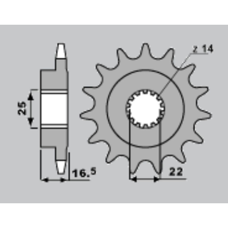 SUNSTAR front sprocket 2114 15 DUCATI 848 '08-13, 749 '03-'06, HYPERMOTARD 1100 '07-12, MONSTER 1100 '09-13, 1198 '09-11 (JTF