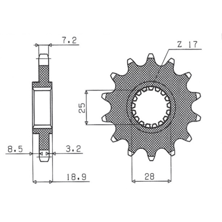 SUNSTAR front sprocket 2078 16 APRILIA 1000, BMW F 800 (JTF704.16) (pitch 525) (207816JT)