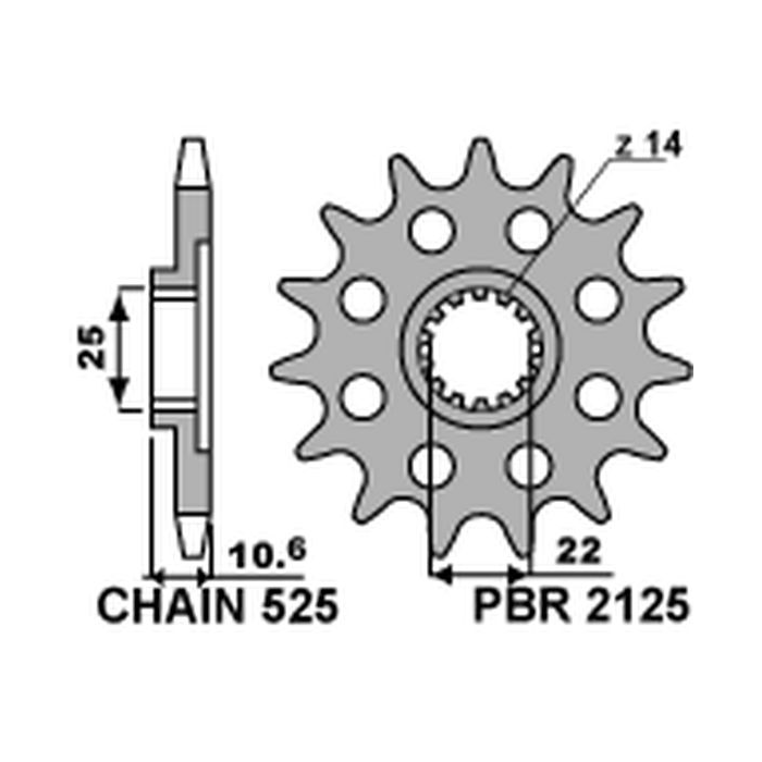 PBR front sprocket 2125 15 18NC MV AUGUSTA 910/920/989/990/1000