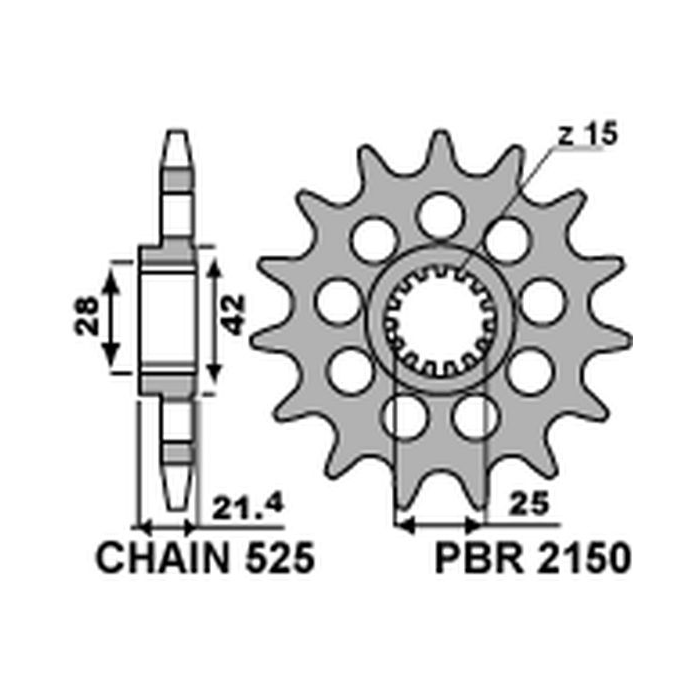 PBR front sprocket 2150 16 18NC APRILIA 750/1200 (pitch 525) (JTF709.16)
