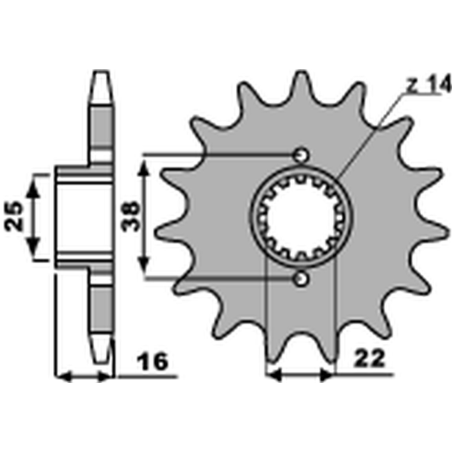 PBR front sprocket 490 16 18NC DUCATI MONSTER 600/750/900 (JTF736.16) (pitch 520)