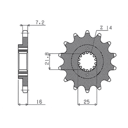 SUNSTAR priekinė žvaigždė 2050 14 DUCATI 796/916/944/996 (JTF740.14) (žingsnis 525) (205014JT)