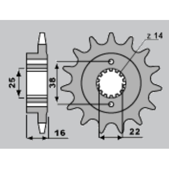 SUNSTAR front sprocket 2075 14 DUCATI MONSTER 797 '17-18, SCRAMBLER 800 '17-18, SUPERSPORT 939 '17-18 (JTF736.14) (step 5